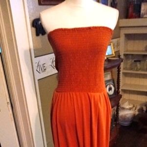 Tangerine Strapless Shirred Top Jumpsuit 3X 22 24